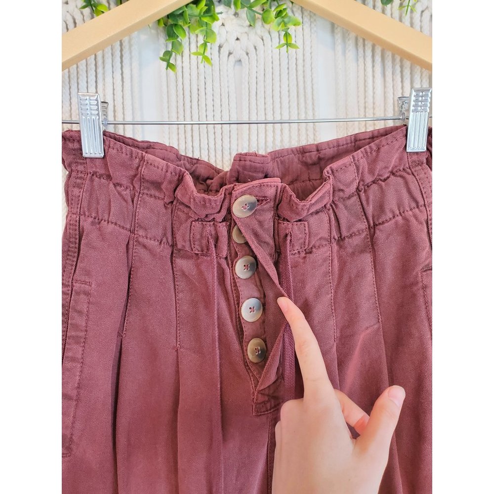 Free People Margate Pleated High Rise Straight Leg Paperbag Pants, Size XS - Picture 5 of 9